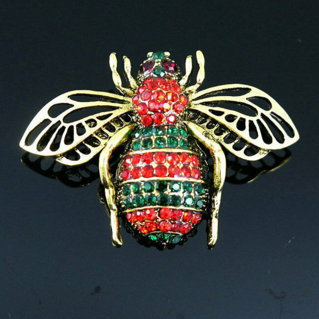 Red And Green Bee Pendant Brooch Nwt-
